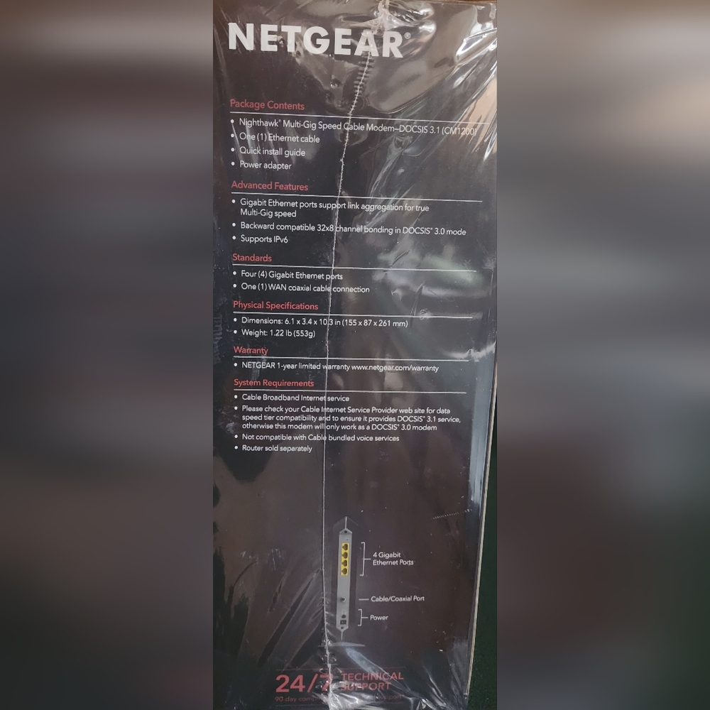 New In Box NETGEAR Nighthawk CM1200 Multi-Gig Cable Modem - Black - Picture 3 of 5